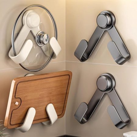 Drill-free wall-mounted multifunctional organizer for pot lids and cutting boards